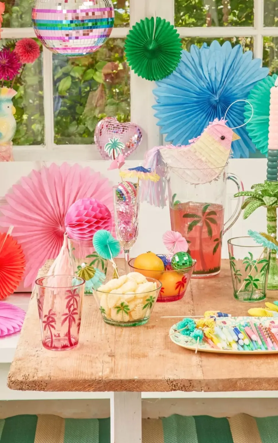 Akrylglass Med Palmedesign - Rosa