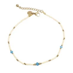 Anklet, Hvit Med Turkis, Steel G