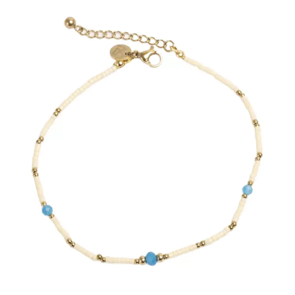 Anklet, Hvit Med Turkis, Steel G
