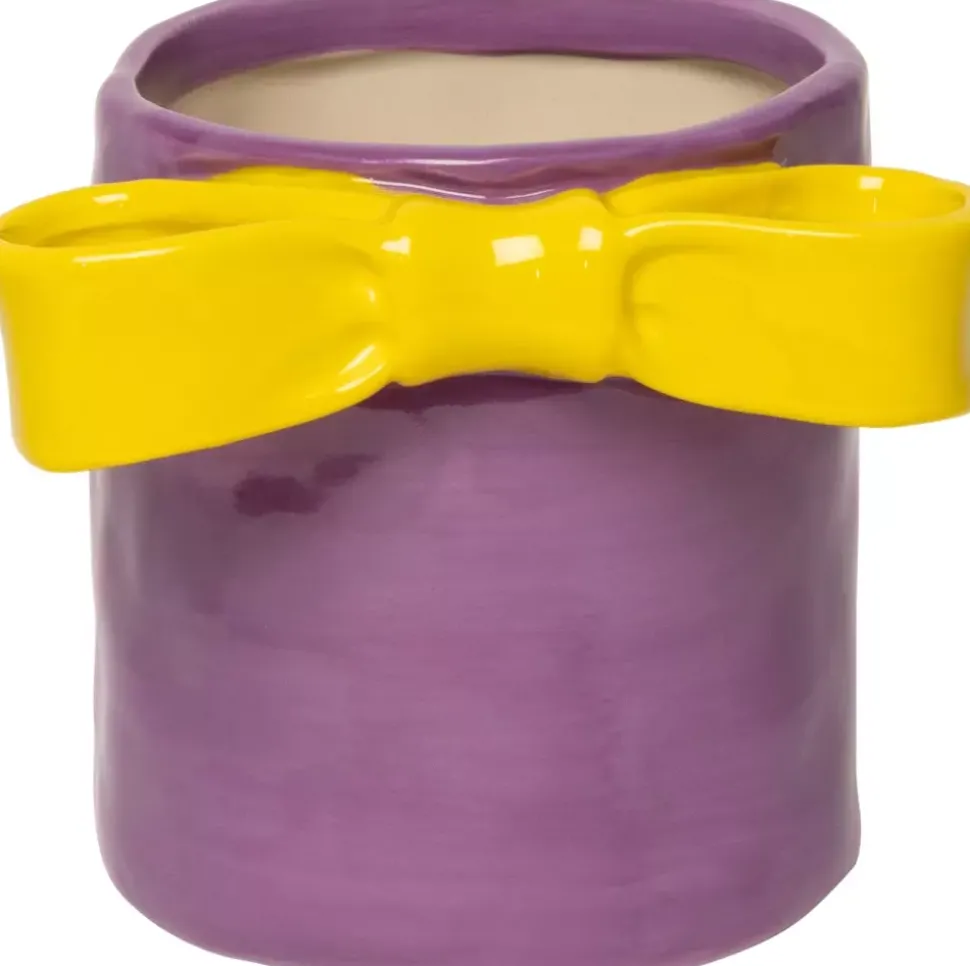 Au Maison Urtepotte M/Sløyfe Fiolett/Gul H11xD9,5 Cm