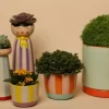 Au Maison Urtepotte M/Striper Oransje/Lyserød/Mint H9,5xD12 Cm