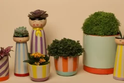 Au Maison Urtepotte M/Striper Oransje/Lyserød/Mint H9,5xD12 Cm