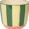 Au Maison Urtepotte M/Striper Grønn/Rosa H13xD15 Cm