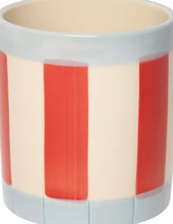 Au Maison Urtepotte M/Striper Rød/Lys Blå H11xD10 Cm