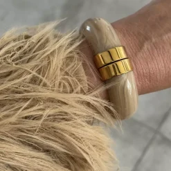Bali Armbånd Resin Beige/Gull