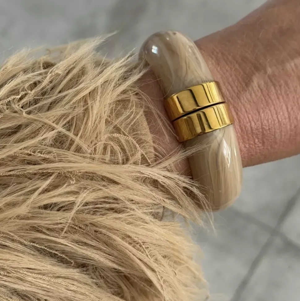 Bali Armbånd Resin Beige/Gull