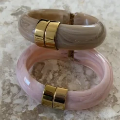 Bali Armbånd Resin Rosa/Gull