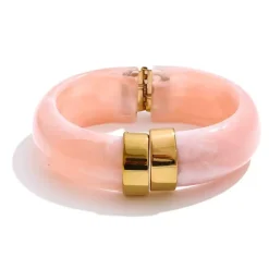 Bali Armbånd Resin Rosa/Gull