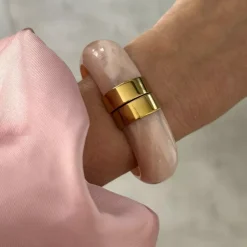 Bali Armbånd Resin Rosa/Gull