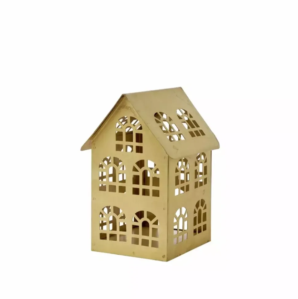 Bolille Dekorhus 9x12x17 cm Lys Gull