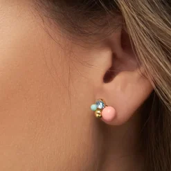 Bouquet Burnt Coral Ørering 1 stk Forgyldt