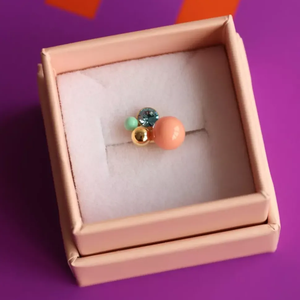 Bouquet Burnt Coral Ørering 1 stk Forgyldt