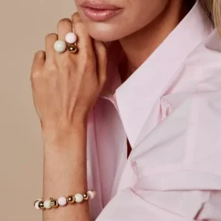 Brea Emaljert 10mm Armbånd Rosa/Gull