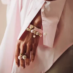Brea Emaljert 10mm Armbånd Rosa/Gull