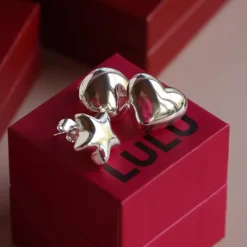 Bubble Heart Øredobb Sølvbelagt 1 stk