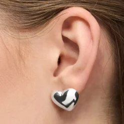 Bubble Heart Øredobb Sølvbelagt 1 stk