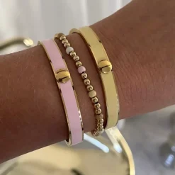 Capri Emaljert Armbånd Lys Rosa/Gull