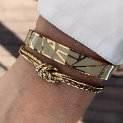 Capri Enamel Armbånd Sand/Gull