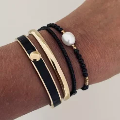 Capri Enamel Armbånd Svart/Gull