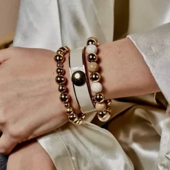 Capri Stor Emaljert Armbånd Elfenben/Gull