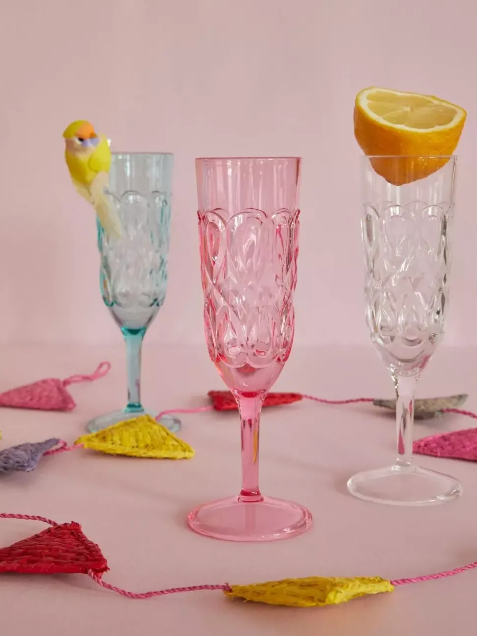 Champagneglass Akryl Rosa