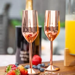 Champagneglass Skål Roségull Stål