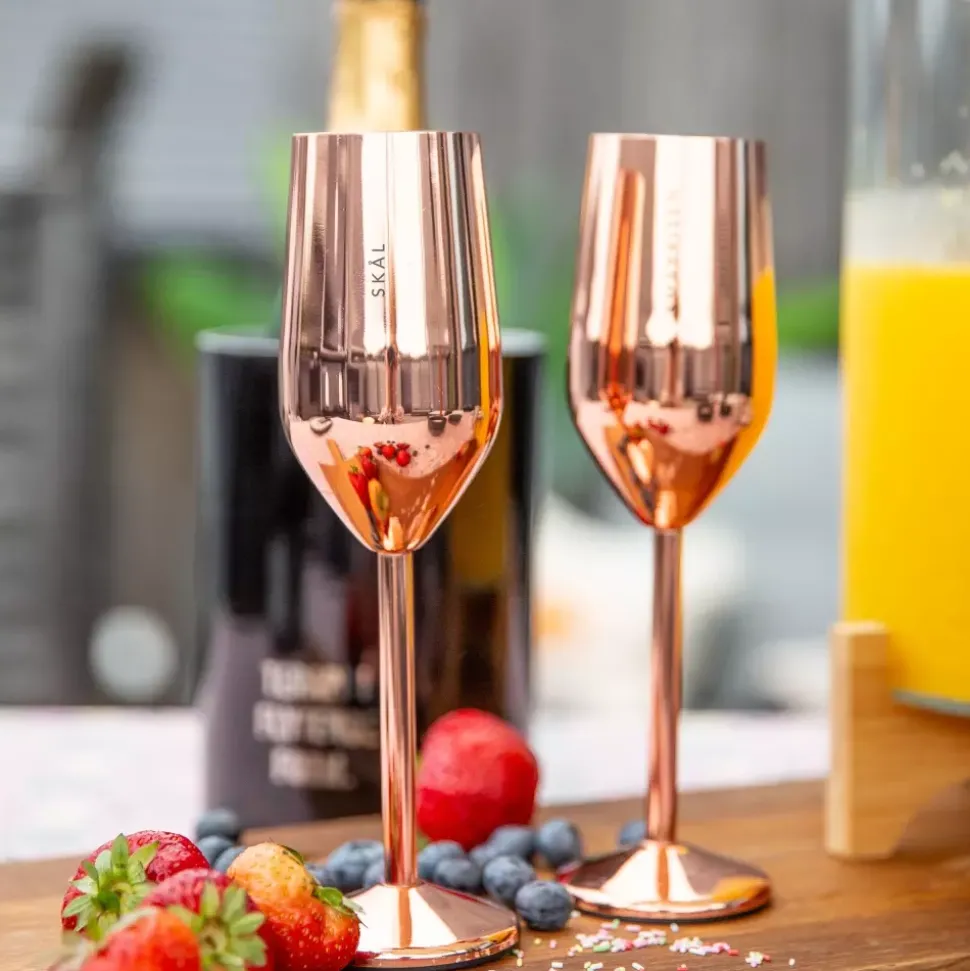 Champagneglass Skål Roségull Stål