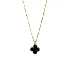 Clover Emaljesmykke Svart/Gull Clover