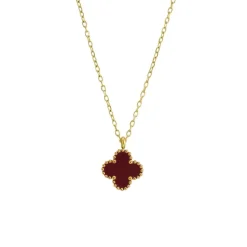 Clover Enamel Smykke Burgunder/Gull