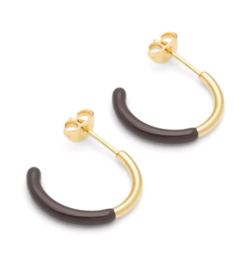 Color Hoops Half Dip Øreringer Cocoa Powder 2 Stk