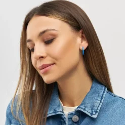 Color Hoops Medium Øreringer Blue (Par)