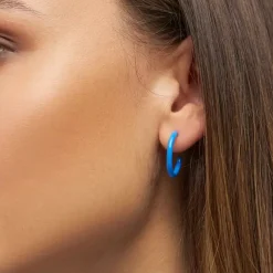 Color Hoops Medium Øreringer Blue (Par)