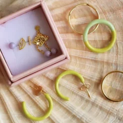Color Hoops Medium Øreringer Lime (Par)