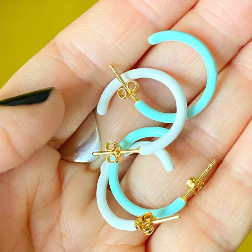 Color Hoops Medium Øreringer Mint (Par)