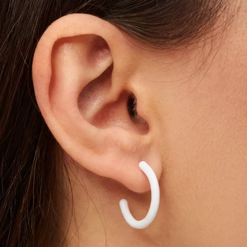 Color Hoops Medium Øreringer White (Par)