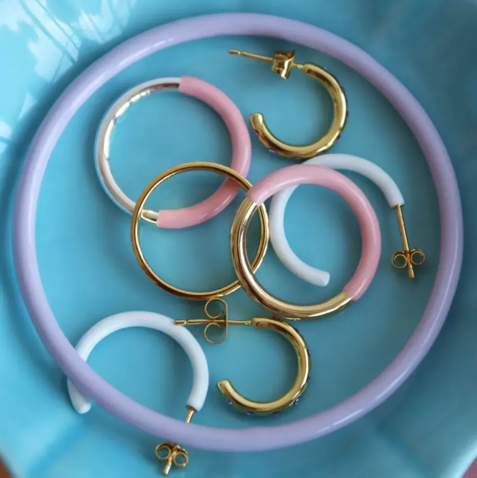 Color Hoops Medium Øreringer White (Par)