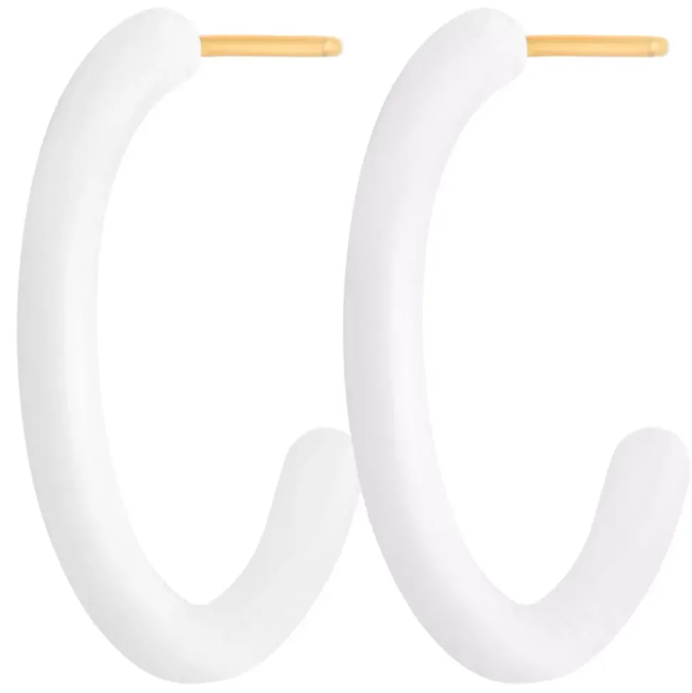 Color Hoops Medium Øreringer White (Par)