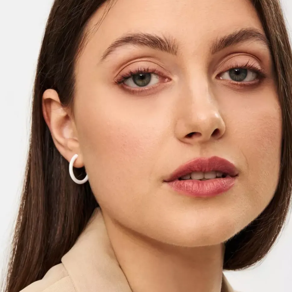 Color Hoops Medium Øreringer White (Par)