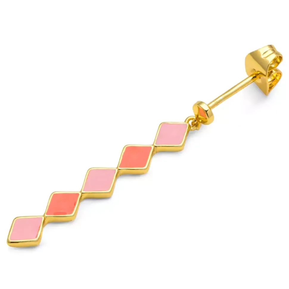 Confetti Long Ørering 1 stk Forgyldt Light Pink