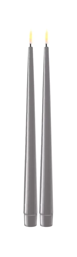 Deluxe Kronelys Grå 28cm 2pk