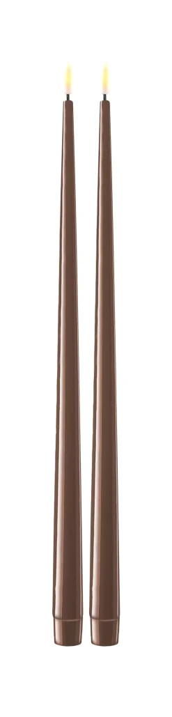 Deluxe Kronelys Mokka 38cm 2pk