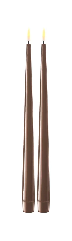 Deluxe Kronelys Mokka 28cm 2pk
