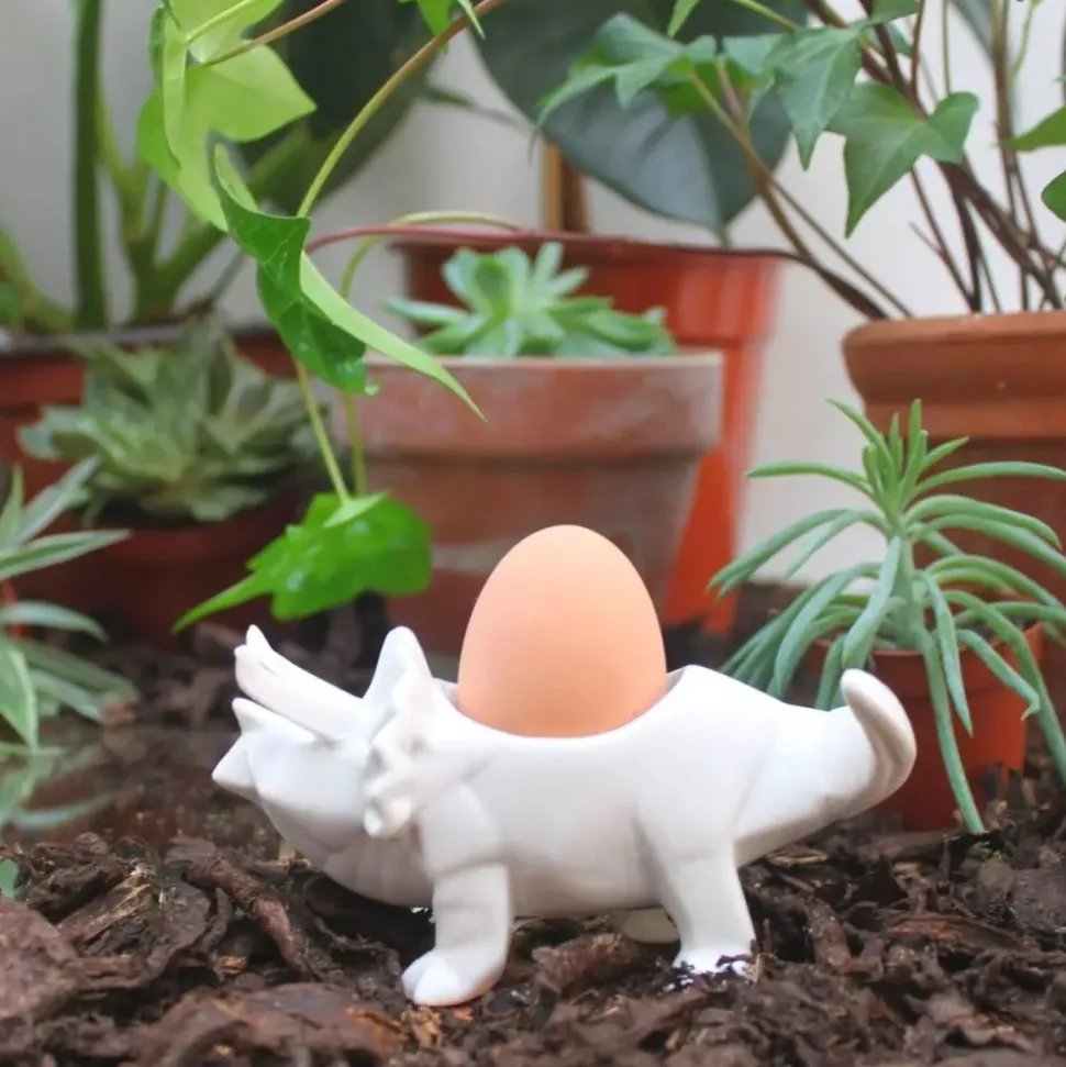 Dinosaur Eggeglass Keramikk Hvit