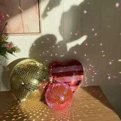 Discokule Hjerte Striper Rød & Rosa L