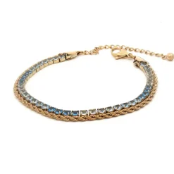 Dobbelt Armbånd m/ Krystaller Blå