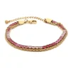 Dobbelt Armbånd m/ Krystaller Rosa
