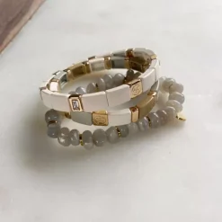 Emaljert Armbånd, Beige