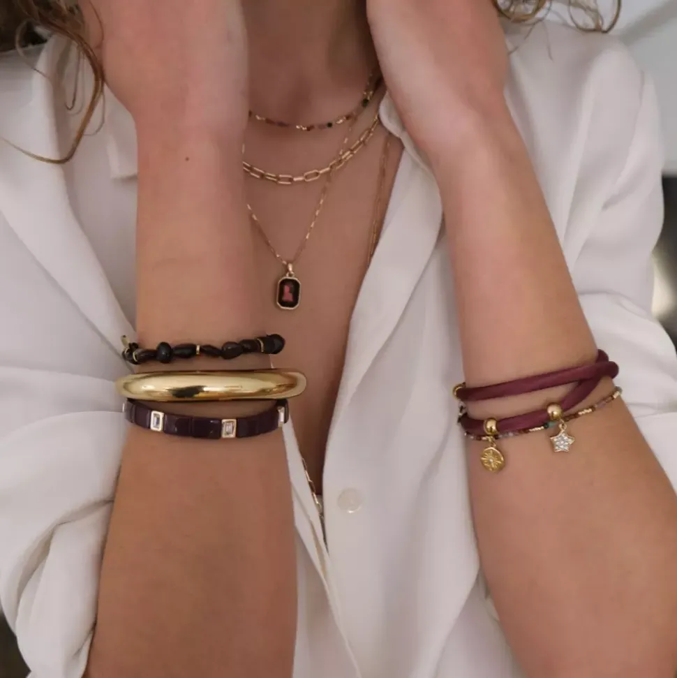 Emaljert Armbånd, Burgundy