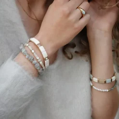 Emaljert Armbånd, Cream