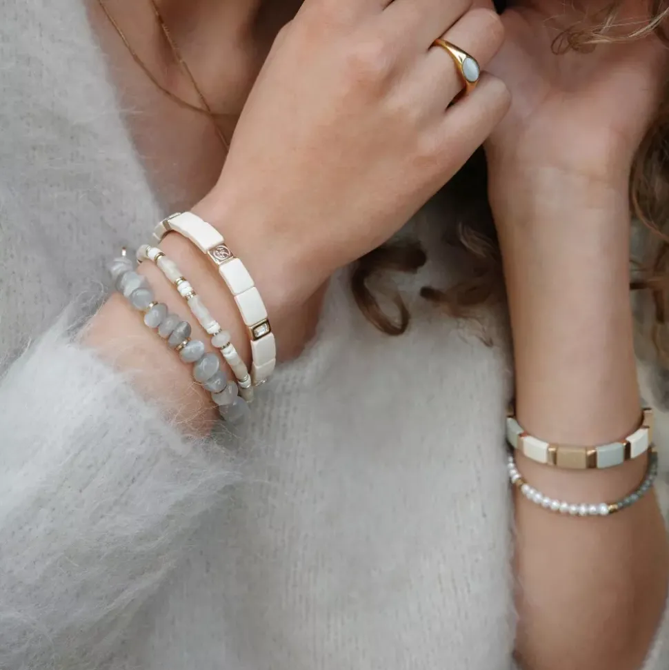 Emaljert Armbånd, Cream
